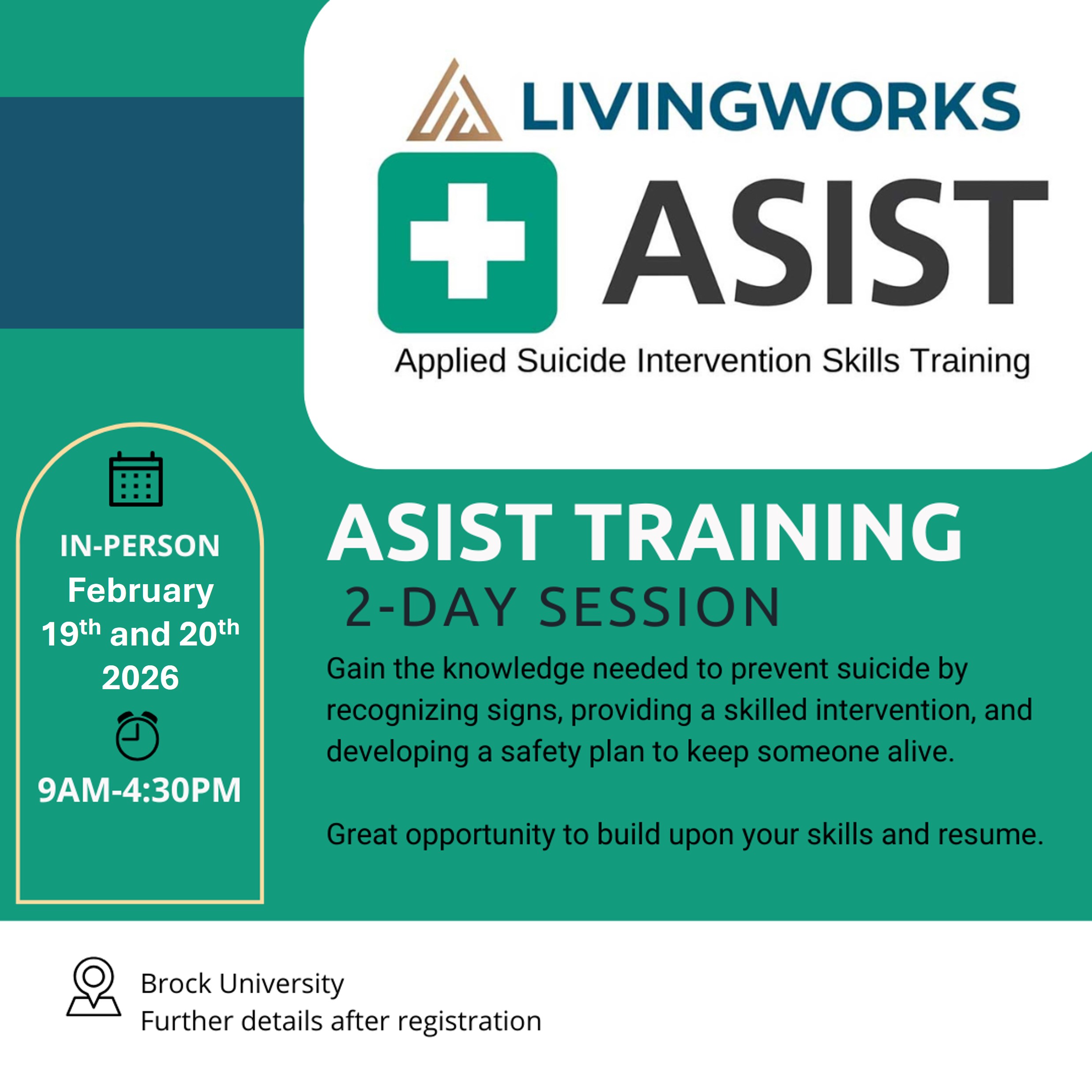 Brock University | Ticketing - ASIST Workshop — Applied Suicide ...
