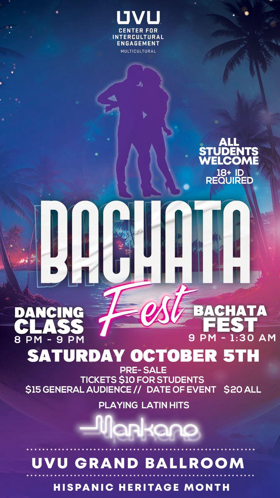 UVU Ticket Sales Bachatafest Fall 2024