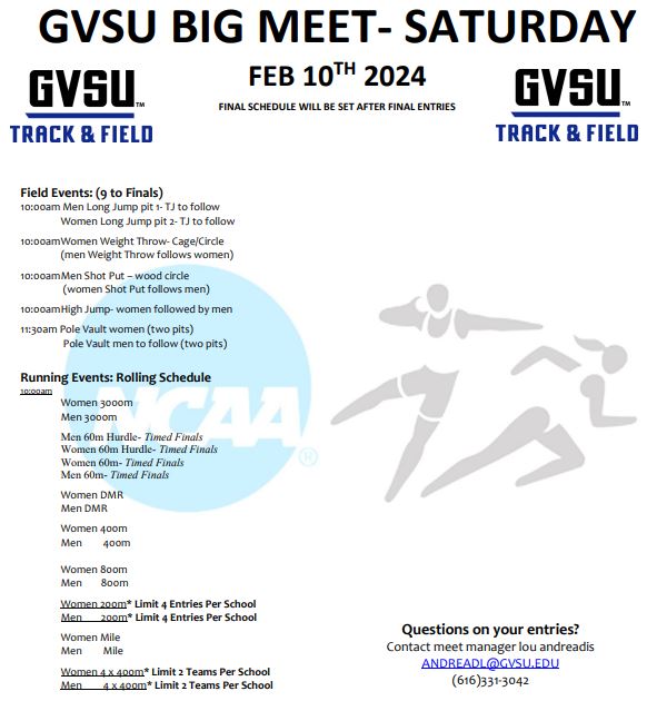 Grand Valley State University Ticketing GVSU Big Meet Saturday